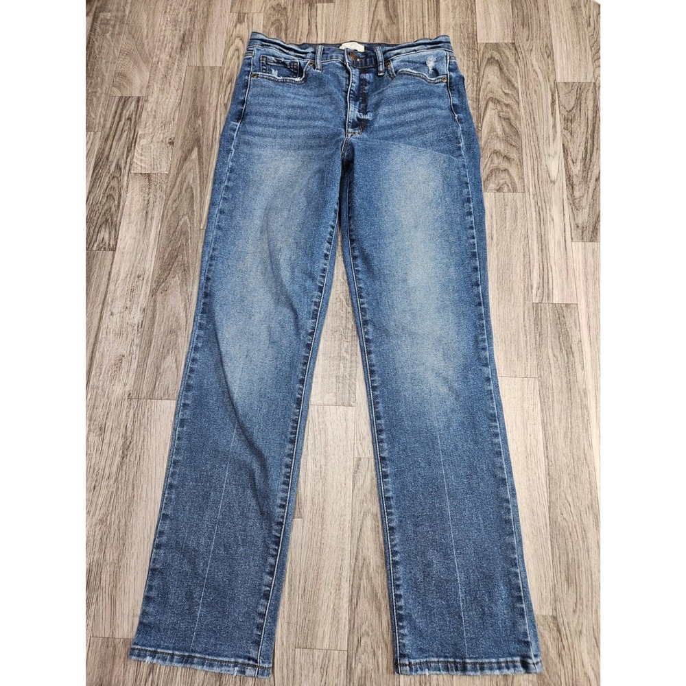 Sofia Jeans Eden Straight Leg Women 8 Blue Super High Rise Distressed Denim